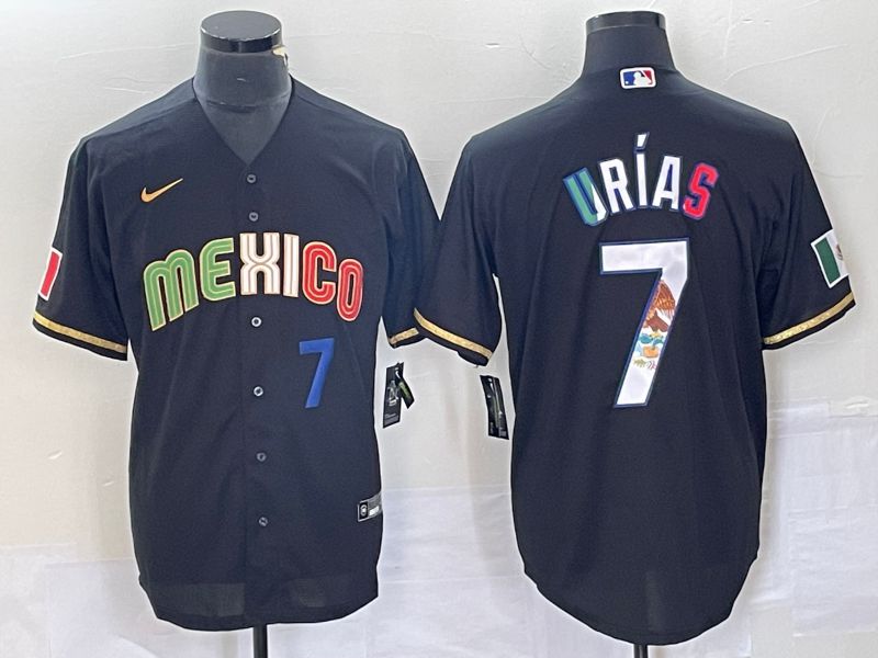 Men 2023 World Cub Mexico 7 Urias Black Nike MLB Jersey style 918